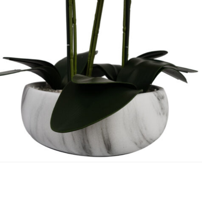 60cm Orchid Artificial Pink – Marble Effect Ceramic Planter